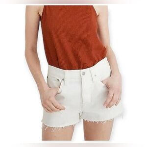 Madewell High Rise Relaxed Denim Shorts Cutoff Ivory Color Size 27